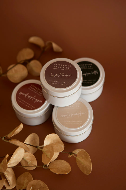 travel tin candle - seasonal