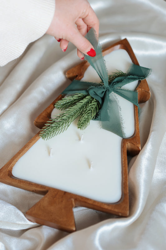 tree dough bowl candle