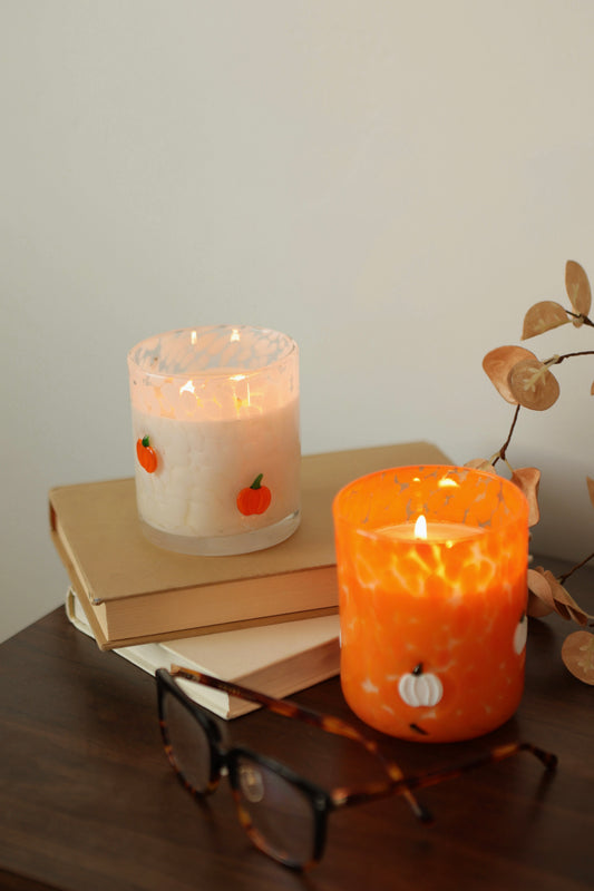 spiced pumpkin 12.5oz speckle candle