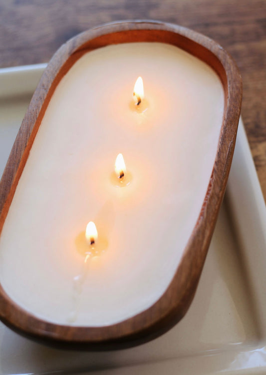 three wick dough bowl candle