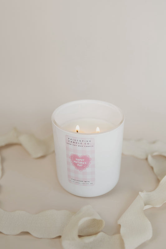 12.5oz happy mother’s day candle - pink sugar swirl