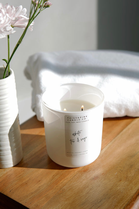 white tea & sage 12.5oz candle - seasonal