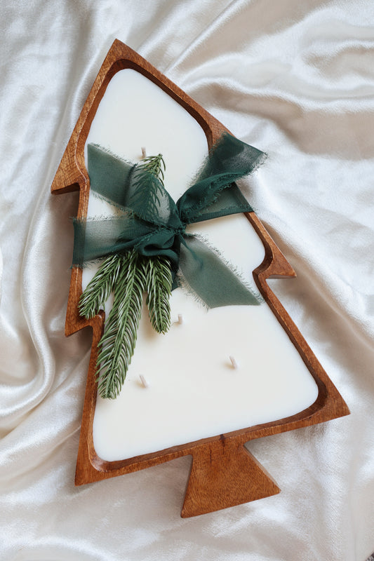 tree dough bowl candle